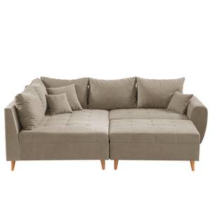 Ecksofa Capstone Microfaser Sole: Taupe - Ottomane davorstehend links - Mit Hocker