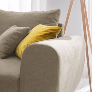 Ecksofa Capstone Microfaser Sole: Taupe - Ottomane davorstehend links - Mit Hocker