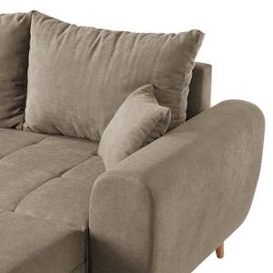 Ecksofa Capstone Microfaser Sole: Taupe - Ottomane davorstehend links - Mit Hocker