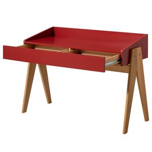 Bureau Romy Chêne massif - Rouge foncé - Largeur : 120 cm