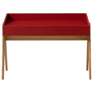 Bureau Romy Chêne massif - Rouge foncé - Largeur : 120 cm