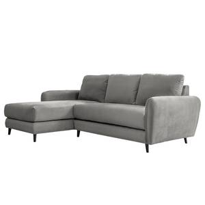 Ecksofa Tatan Microfaser Faria: Grau - Longchair davorstehend links - Ohne Hocker