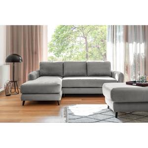 Ecksofa Tatan Microfaser Faria: Grau - Longchair davorstehend links - Ohne Hocker