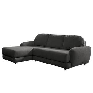 Ecksofa Tandil Webstoff Dolly: Schwarz - Longchair davorstehend links - Ohne Hocker