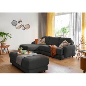 Ecksofa Tandil Webstoff Dolly: Schwarz - Longchair davorstehend links - Ohne Hocker