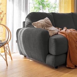 Ecksofa Tandil Webstoff Dolly: Schwarz - Longchair davorstehend rechts - Mit Hocker