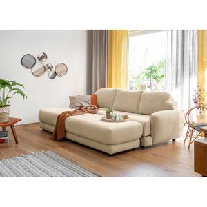 Ecksofa Tandil Webstoff Dolly: Beige - Longchair davorstehend links - Mit Hocker