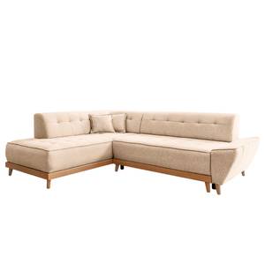 Ecksofa Surribas II Webstoff Lark: Beige - Ottomane davorstehend links