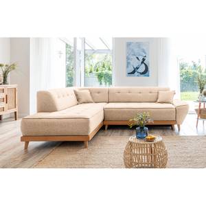 Ecksofa Surribas II Webstoff Lark: Beige - Ottomane davorstehend links