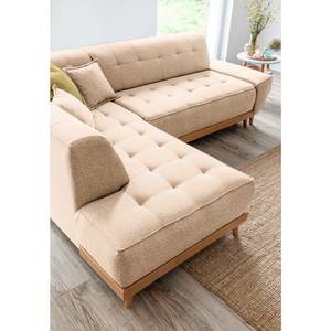 Ecksofa Surribas II Webstoff Lark: Beige - Ottomane davorstehend links