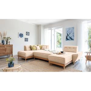 Wohnlandschaft Surribas Webstoff Lark: Beige - Longchair davorstehend rechts / Ottomane links