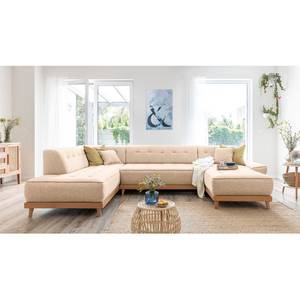 Wohnlandschaft Surribas Webstoff Lark: Beige - Longchair davorstehend rechts / Ottomane links