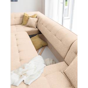 Wohnlandschaft Surribas Webstoff Lark: Beige - Longchair davorstehend rechts / Ottomane links