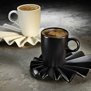 Koffieset Konitz (4-delig) porselein - zwart/crèmekleurig