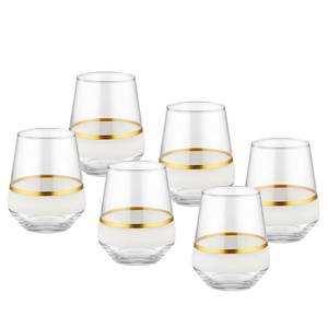 Trinkglas Penta I (6er-Set) Klarglas - Weiß / Gold