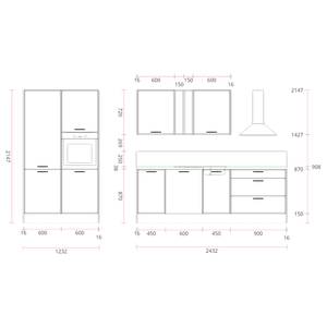 Küchenzeile ConceptC II Schwarz / Beton Dekor - Ausrichtung links - Beko