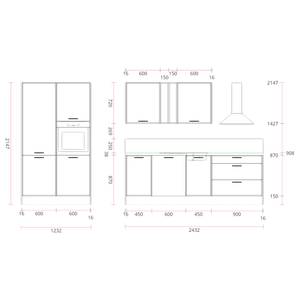 Küchenzeile ConceptC II Schwarz / Eiche Sierra Dekor - Türanschlag links - Ohne Elektrogeräte