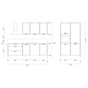 Küchenzeile ConceptC I Alpinweiß / Beton Dekor - Ausrichtung rechts - Beko