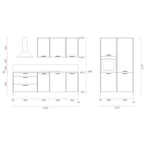 Küchenzeile ConceptC I Schwarz / Eiche Sierra Dekor - Türanschlag rechts - Ohne Elektrogeräte