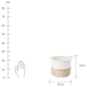 Korb COTTON BRAID Baumwolle / Seegras - Natur / Weiß - Durchmesser: 26 cm