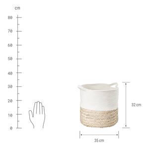 Korb COTTON BRAID Baumwolle / Seegras - Natur / Weiß - Durchmesser: 35 cm