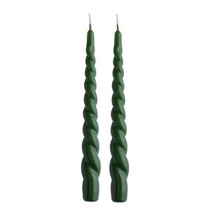 Bougies TWISTED (lot de 2) Cire - Vert foncé - Vert foncé