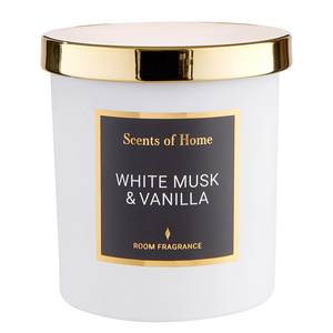 Duftkerze White Musk SCENTS OF HOME Farbglas / Wachs - Weiß / Gold