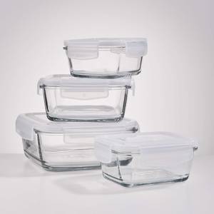 Aufbewahrungsdose FIT FOR FOOD Glas / Kunststoff / Silikon - Weiß - 17 x 8 cm