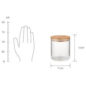 Voorraadpot WOODLOCK borosilicaatglas/bamboehout - transparant - Hoogte: 13 cm