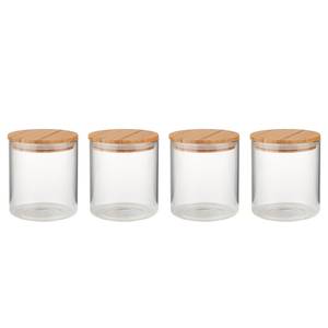 Pots WOODLOCK (lot de 4) Verre borosilicate / Bambou - Transparent - Hauteur : 13 cm