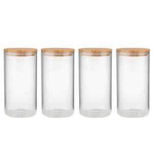 Vorratsglas-Set WOODLOCK (4-tlg.) Borosilikatglas / Bambus - Transparent - Höhe: 28 cm