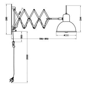 Wandlamp Aberdeen ijzer - 1 lichtbron - Zwart