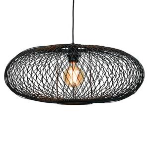 Suspension Cango Bambou massif / Fer - 1 ampoule - Noir