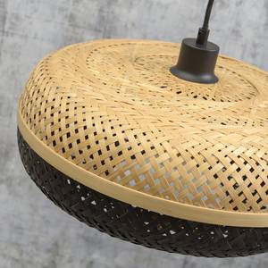 Hanglamp Palawan massief bamboehout/ijzer - 1 lichtbron - Zwart - Diameter: 40 cm