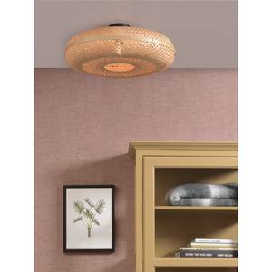 Plafondlamp Palawan massief bamboehout/ijzer - 1 lichtbron - Beige - Diameter: 60 cm