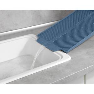 Abtropfmatte Linea Edelstahl / Bambus - Silber matt / Braun - Blau