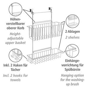 Kastdeur rek Flexi roestvrij staal/bamboehout - mat zilverkleurig/bruin