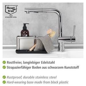 Spülorganizer Orio Edelstahl / Bambus - Silber matt / Braun