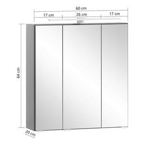 Spiegelkast Wurdach inclusief verlichting - Grafiet - Breedte: 60 cm