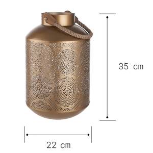 Lanterne ORIENTAL LOUNGE Fer / Cuir / Corde - Doré - Hauteur : 35 cm