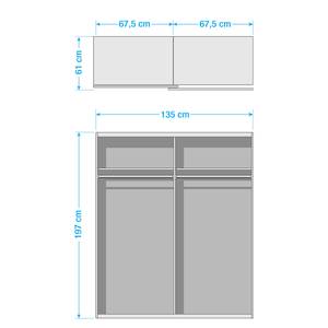 Schwebetürenschrank Subito pure Eiche Artisan Dekor / Weiß - Breite: 135 cm