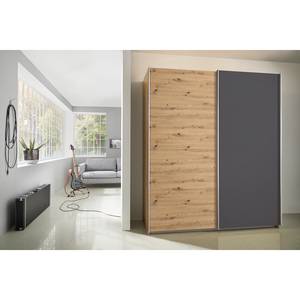 Zweefdeurkast Subito pure Eikenhoutlook Artisan/Antracietkleurig - Breedte: 180 cm