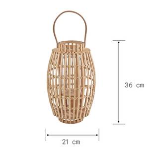 Laterne BAMBOO NIGHTS I Bambus / Glas - Beige - Höhe: 36 cm