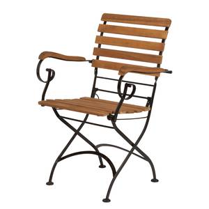 Table et chaises Parklife I (3 éléments) Partiellement en acacia massif / Fer - Noir