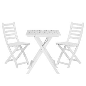 Table et chaises Lodge I (3 éléments) Partiellement en acacia massif - Blanc