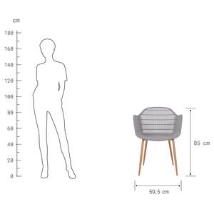 Table et chaises Linea (3 éléments) Fer / Polypropylène - Gris