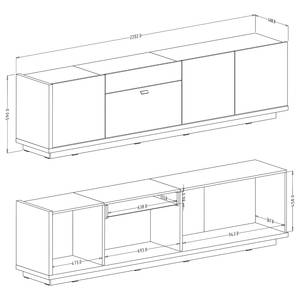 Meuble TV Lahntal I Blanc - Bois manufacturé - 220 x 59 x 41 cm