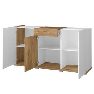 Dressoir Lahntal hoogglans wit/gespleten eikenhouten look