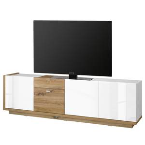 Tv-meubel Lahntal II hoogglans wit/gespleten eikenhouten look