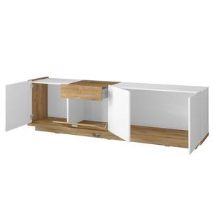 Tv-meubel Lahntal II hoogglans wit/gespleten eikenhouten look